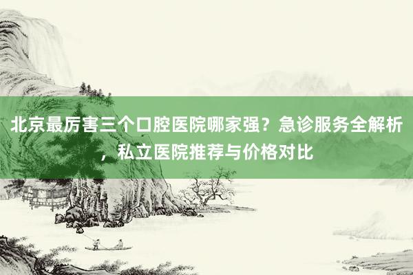 北京最厉害三个口腔医院哪家强？急诊服务全解析，私立医院推荐与价格对比