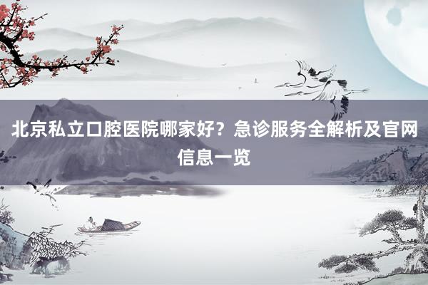 北京私立口腔医院哪家好？急诊服务全解析及官网信息一览